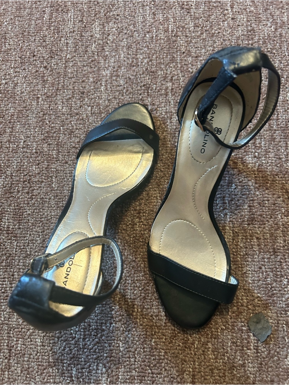 Adia Black Open-Toe Ankle-Strap Heels